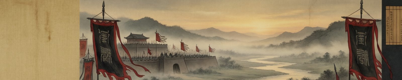 藏兵图：城垒、旌旗、连弩与河流